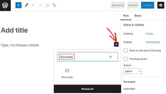 Adding shortcode Adding a shortcode block to WordPress