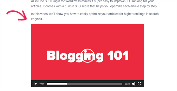 Prévia de incorporação de vídeo AWS