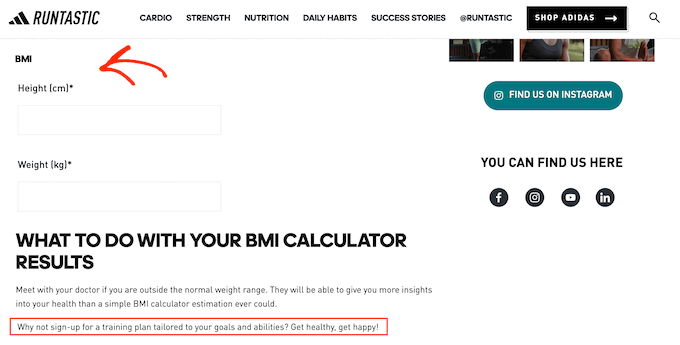 An example of a BMI calculator An example of a BMI calculator