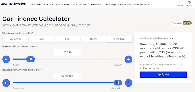An example of a car payment calculator An example of a car payment calculator