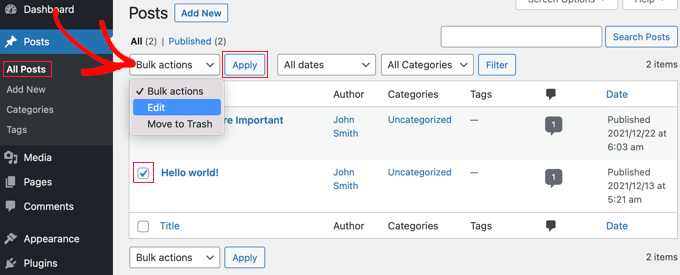 commentsclosedbulkactions Edit Multiple Posts at Once With Bulk Actions