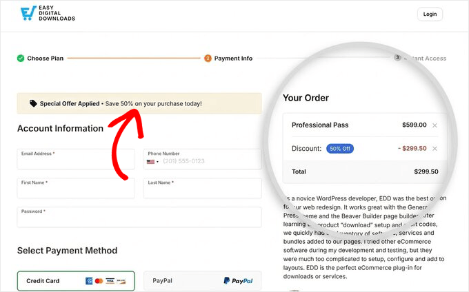 Easy Digital Downloads discount code