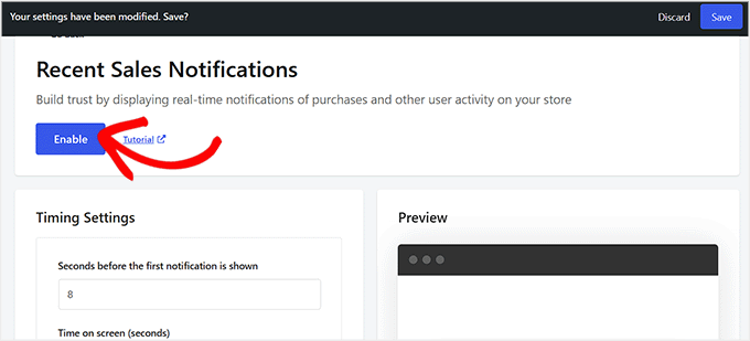 Abilita il modulo Notifiche vendite recenti in Merchant Abilita il modulo Notifiche vendite recenti in Merchant