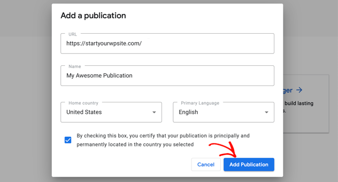 Adicionando uma Publicação ao Google Notícias