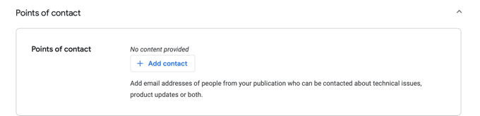 Configurações de Pontos de Contato do Google Notícias