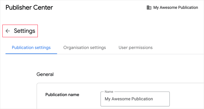 Botão de Configurações do Google Notícias