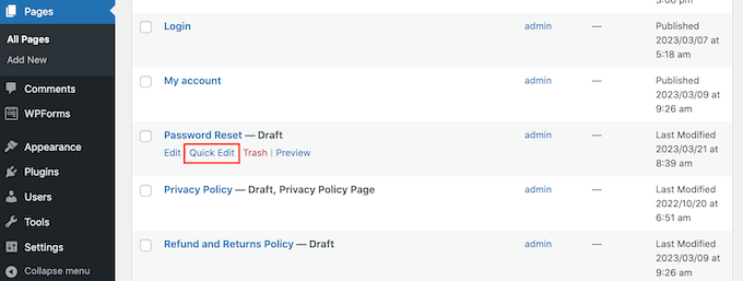 Customizing the password reset slug Customizing the password reset slug