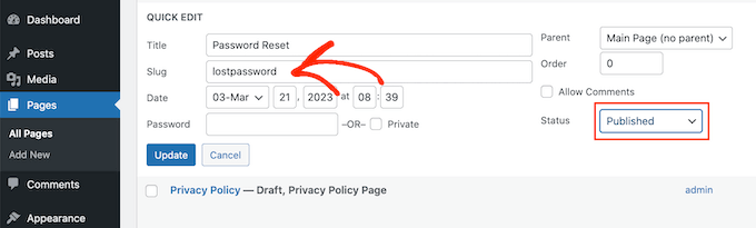 Customizing the password reset slug in WordPress Customizing the password reset slug in WordPress