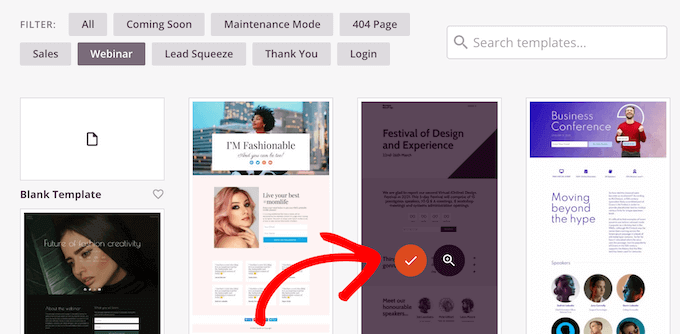 Select a page template Select a page template