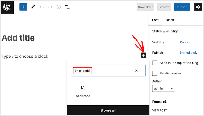 Adding a shortcode block to WordPress Adding a shortcode block to WordPress