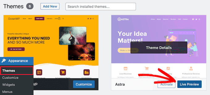 Förhandsgranskning av WordPress-tema Förhandsgranskning av WordPress-tema