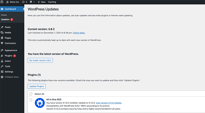 WordPress updates WordPress updates