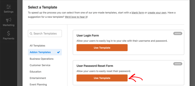 The WPForms password reset template The WPForms password reset template