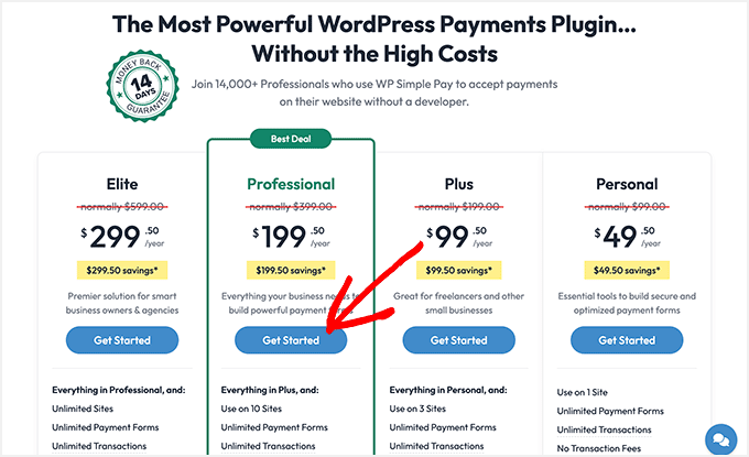 WP Simple Pay Pricing Plans