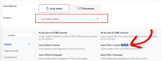 Insert after content Insert after content