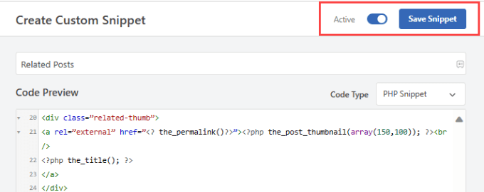 Save snippet Save snippet
