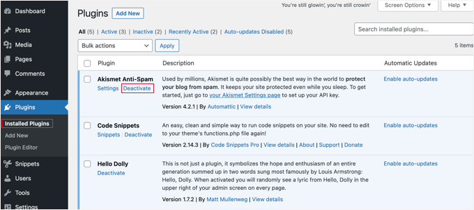 Disattiva i plugin uno alla volta per vedere se il problema è risolto