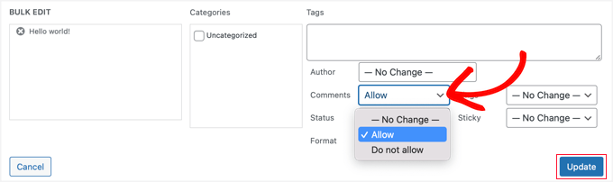 Abilita commenti per più post contemporaneamente