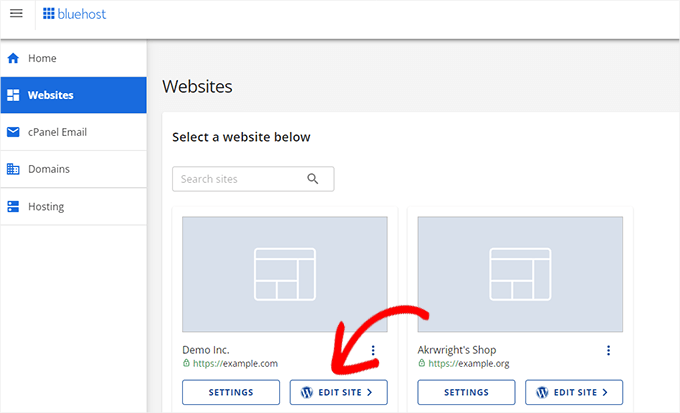 Login to WordPress by click on the Edit Site button in Bluehost Login to WordPress by click on the Edit Site button in Bluehost