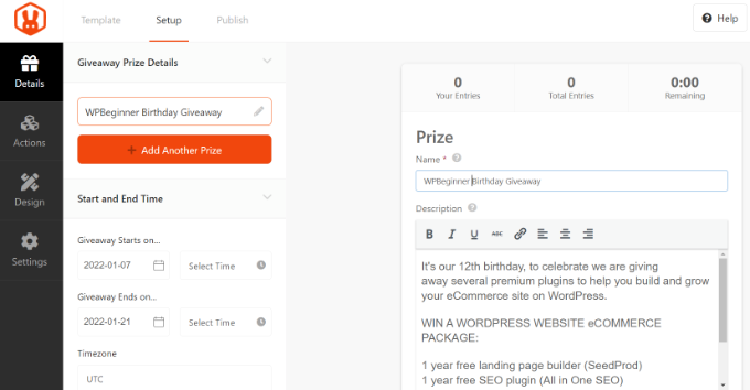 Personalizza il tuo concorso
