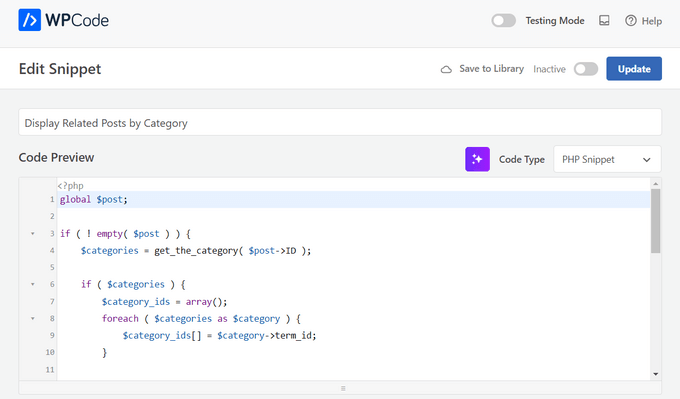 WPCode automatically adds the code WPCode automatically adds the code