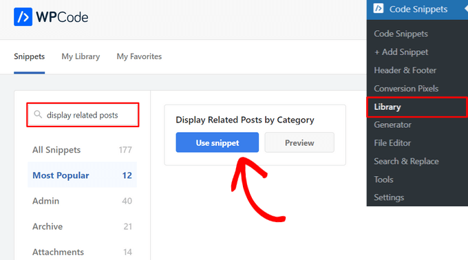 Search for the Display Related Posts by Category snippet in the WPCode library Search for the Display Related Posts by Category snippet in the WPCode library