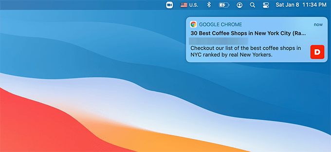 Web push notification preview in MacOS Web push notification preview in MacOS
