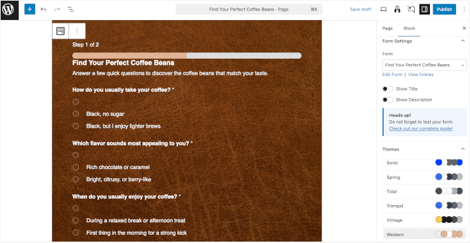 A conversion-focused quiz, created using WPForms 