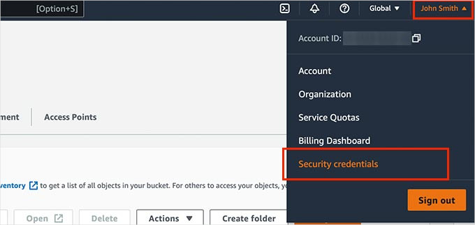 Gerando credenciais de segurança