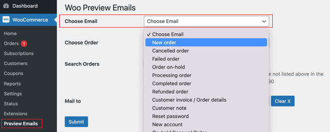woopreviewchooseemail Select the Email You Wish to Preview