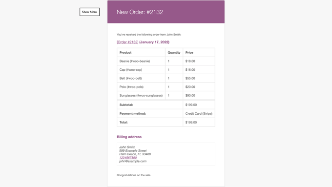 woopreviewonscreen A Preview of the Email is Displayed Onscreen