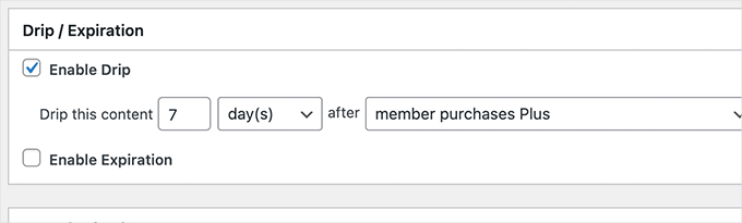 Conteúdo em gotejamento