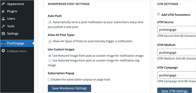 Automatic post settings Automatic post settings