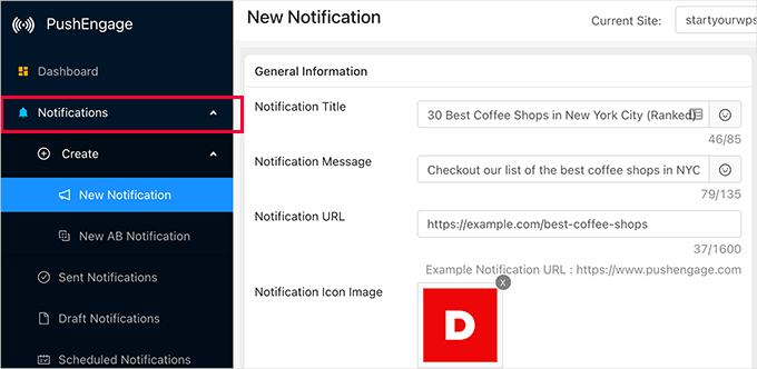 Compose your web push notification Compose your web push notification
