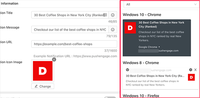 Notification preview Notification preview