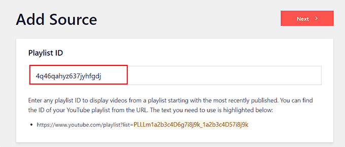 Add the playlist ID Add the playlist ID