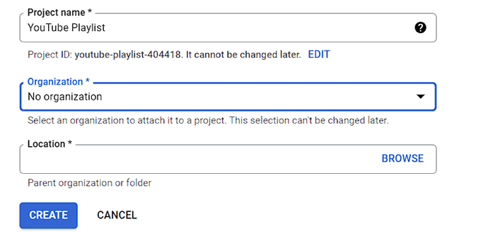 Add YouTube project name Add YouTube project name