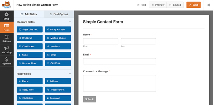 Contact form builder Contact form builder