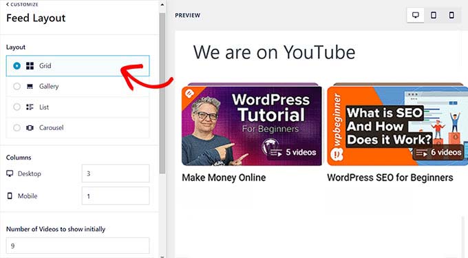 Customize feed layout Customize feed layout
