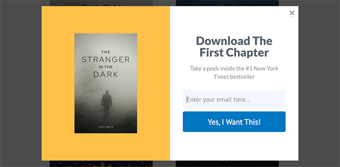 Ejemplo de ventana emergente de correo electrónico Ejemplo de ventana emergente de correo electrónico