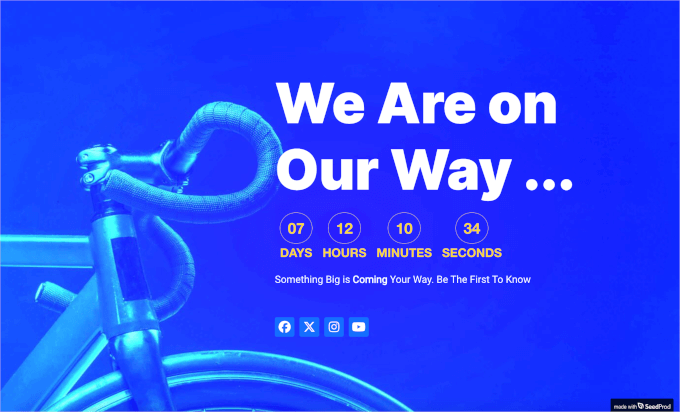 An example of a landing page with a countdown timer