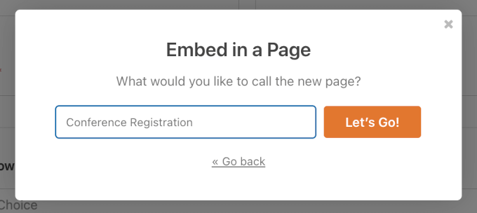 Embedding WPForms into a new page