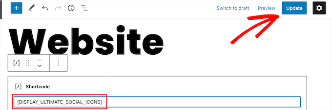 Kısa kodu yapıştırın ve kaydedin