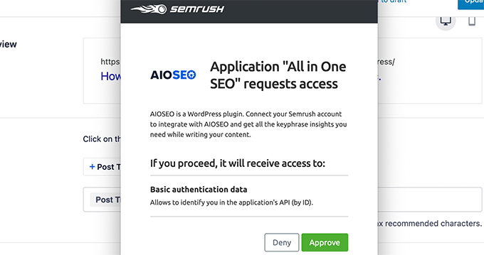 Aprobar acceso a Semrush Aprobar acceso a Semrush