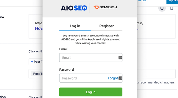 Conecta tu cuenta de Semrush Conecta tu cuenta de Semrush