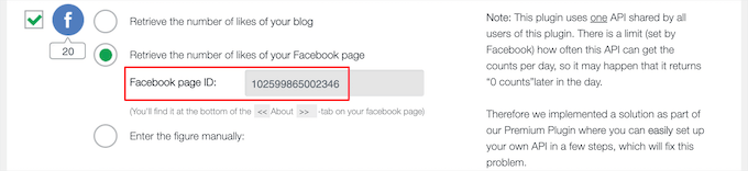 Facebook sayfa kimliğini girin