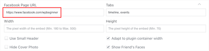 Facebook sayfa URL'sini girin