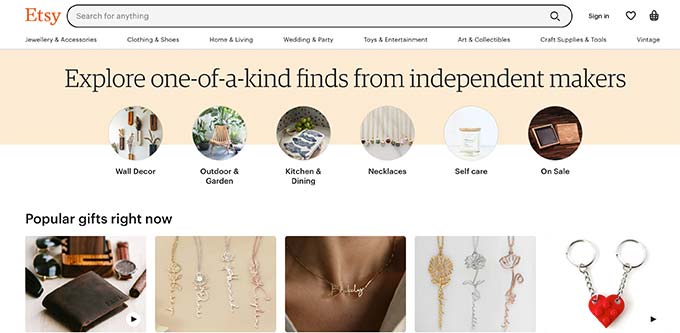 Etsy a popular multi vendor eCommerce website Etsy a popular multi vendor eCommerce website