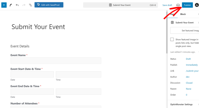 Event form preview in content editor Event form preview in content editor
