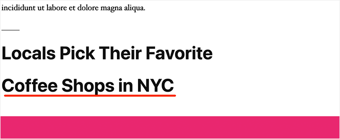 Frase clave de enfoque en un subtítulo Frase clave de enfoque en un subtítulo